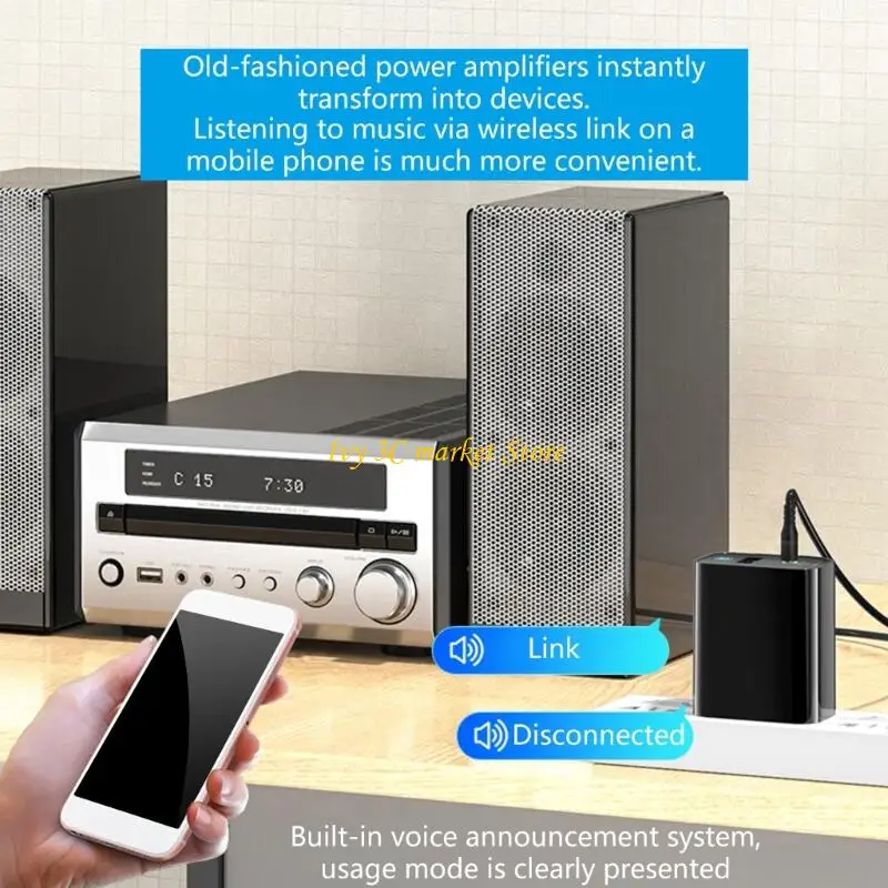 D7YC Wireless Bluetooth-compatible Adapters USB Auxes Connectivitys Auto Reconnects For Smartphones Tablets PC