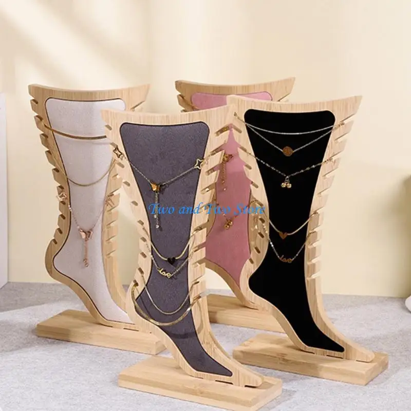 

HX6F Bamboo Jewelry Multi Layer Storage Shelf for Accessories Fashionable Earrings Necklaces Display Stand