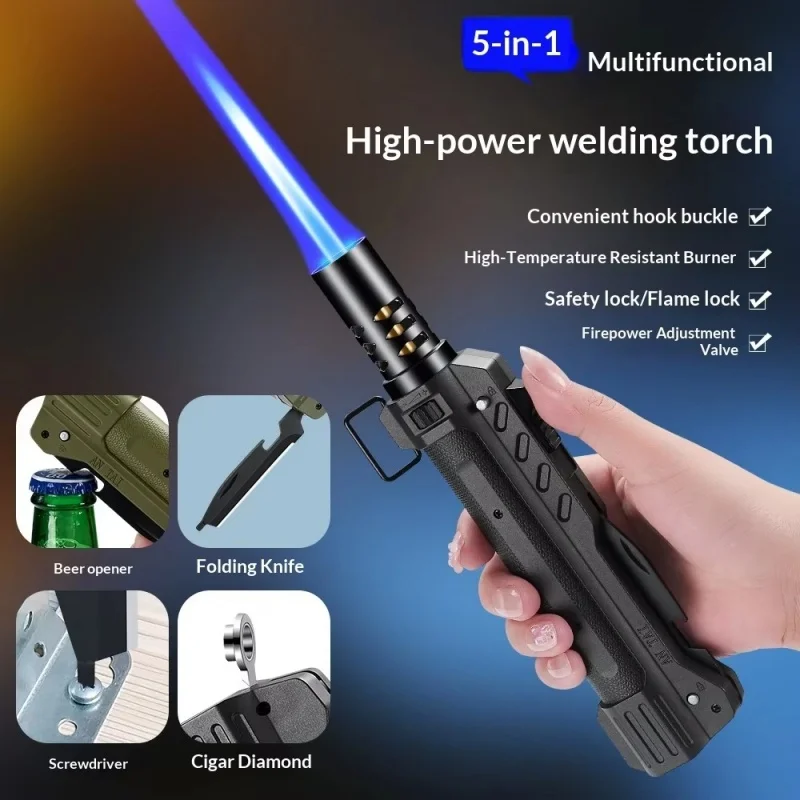 Outdoor Multi Functional High Power Butane Gas Torch Lighter Safety Lock Fire Switch Cigar Diamond Lighter