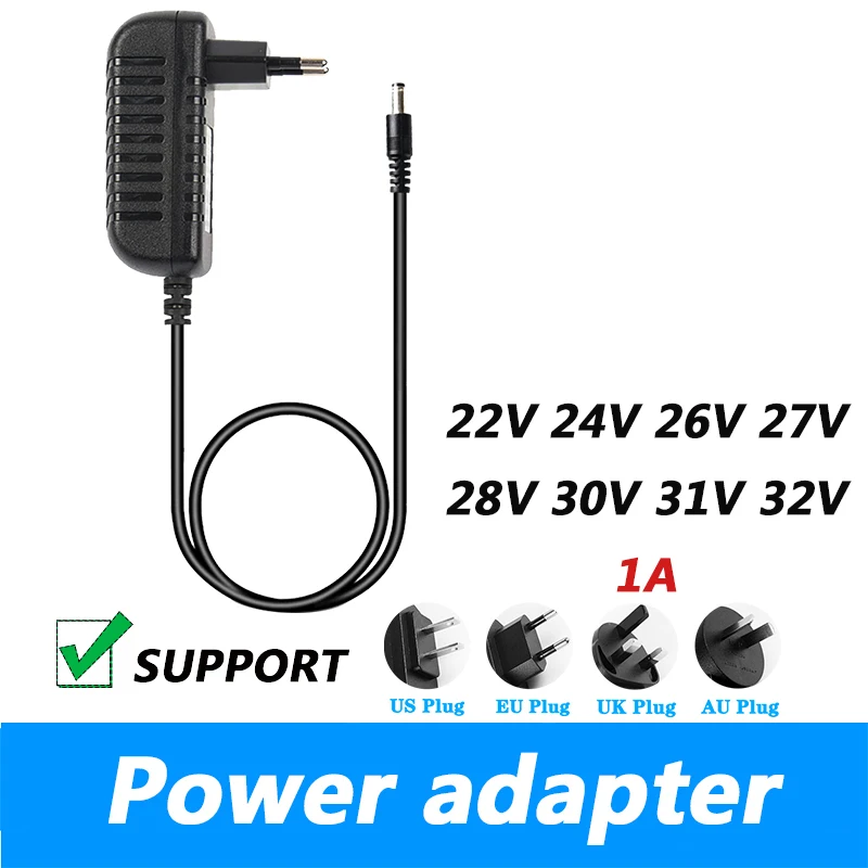 22V 24V 26V 27V 28V 30V 31V 32V 1A 1000MA Robot Vacuum Cleaner Power Cord Charger Power Adapter AC110V To 220V