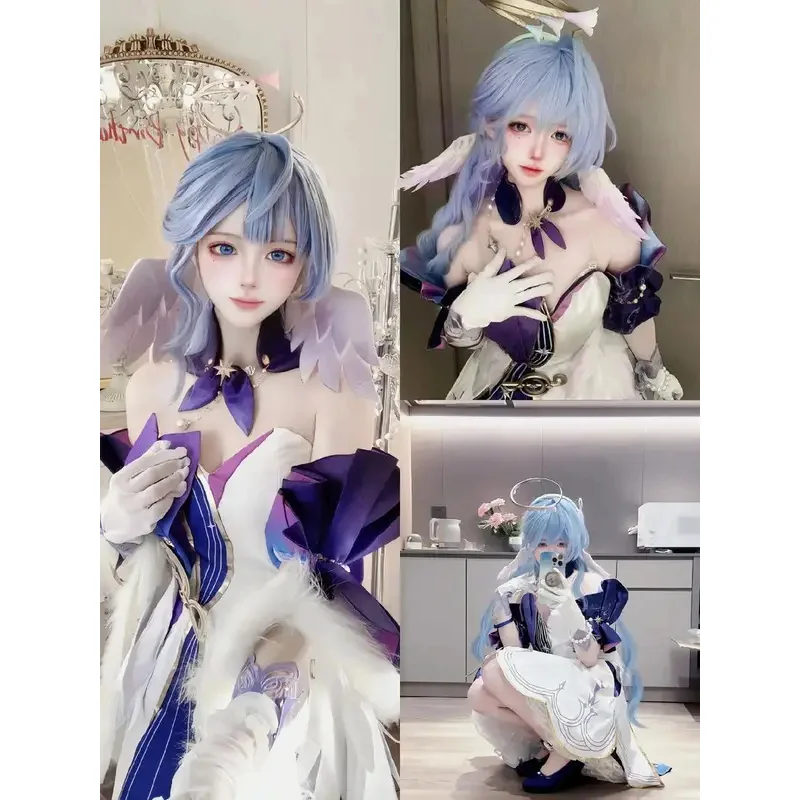 DY20Honkai ستار السكك الحديدية روبن تأثيري حلي مجموعة للنساء ثلاثية الأبعاد مطبوعة أنيمي فستان شعر مستعار وشملت كاملة لعب الأدوار موحدة لفتاة