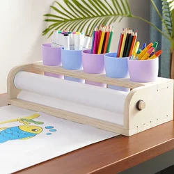 Desktop Solid Wood Easel Children's Paper Roll Holder 435*190*100mm Kindergarten Painting Set Art Tools School Supplies