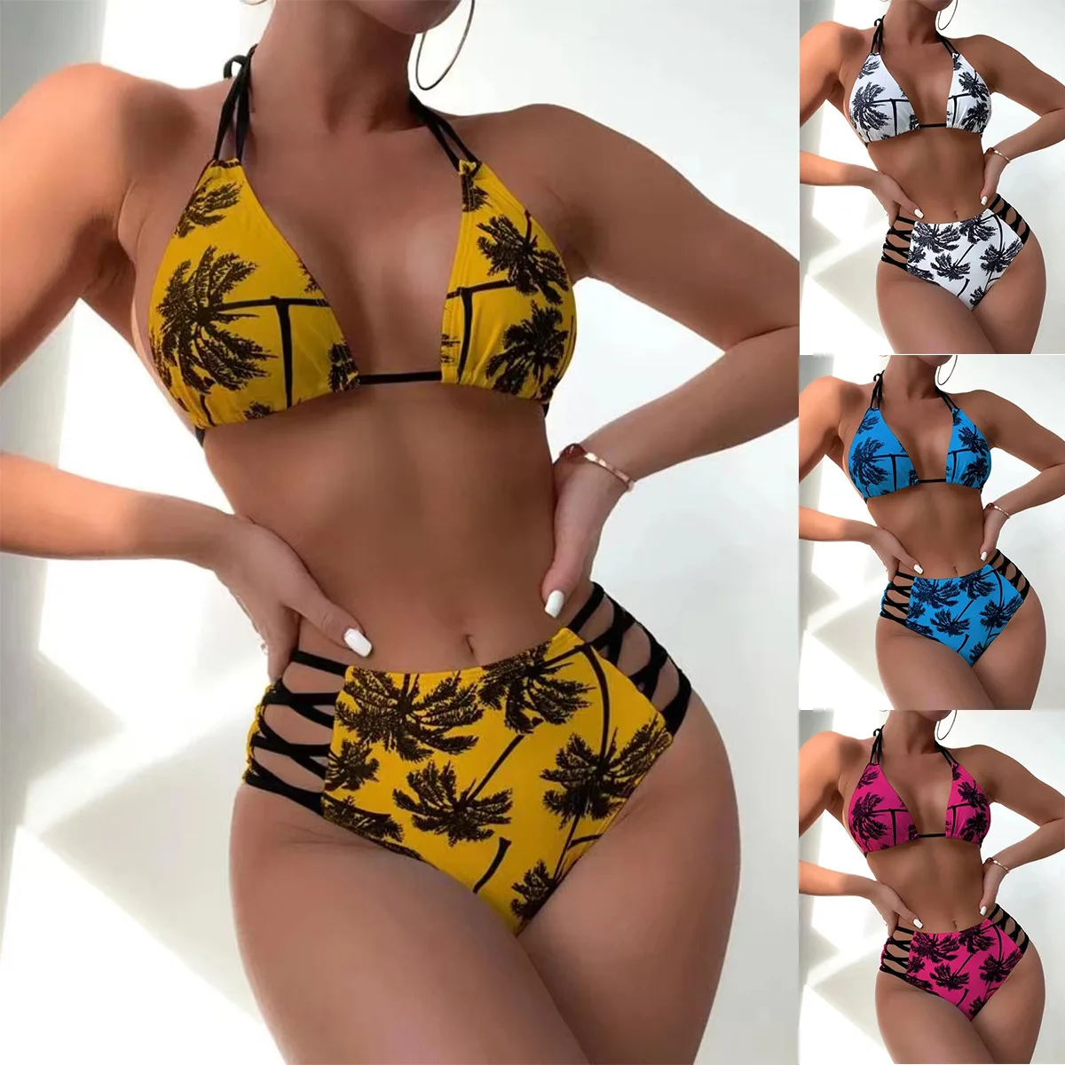 

Bikini Women Coconut Tree Print Swimwear Bikini Bathing Suit Sexy Bikinis 2023 Beach Style for Girl Swimsuit Women