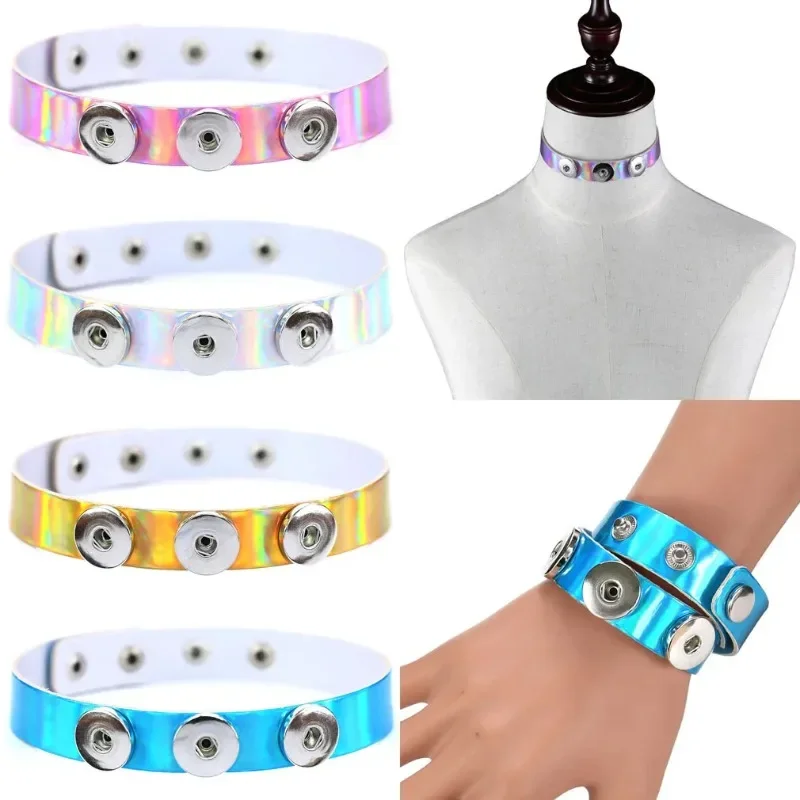 Harajuku Fashion Personality Simple Laser Multicolored Leather Stainless steel It can be used as both a necklace and a bracelet