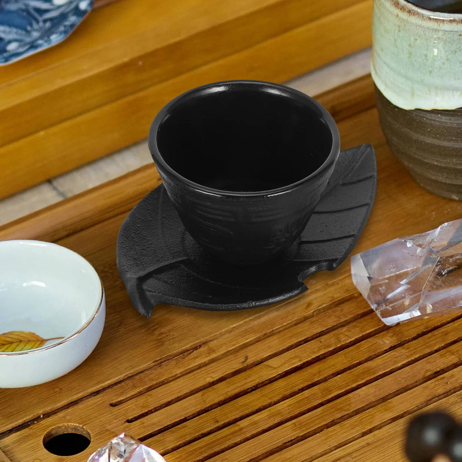 

1 set 1 Cast Cup Saucer Set Vintage Kung Fu Chinese Japanese Tea Mug Iron Material Teacup Cast Iron Tea Cup Saucer Set