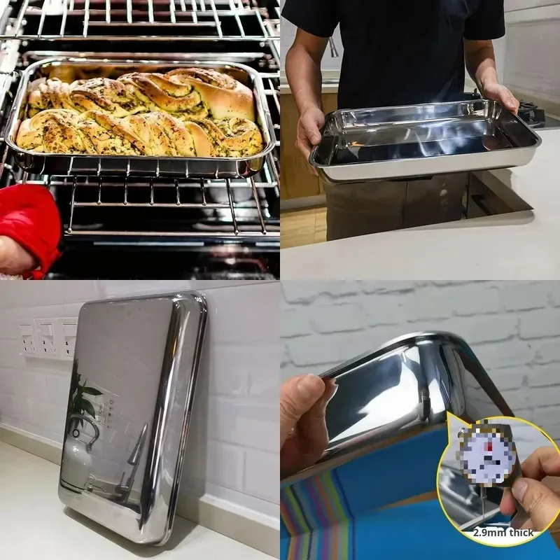304 stainless steel rectangular baking pan 5 layers thickened multi-functional food tray dumpling fish baking pan household