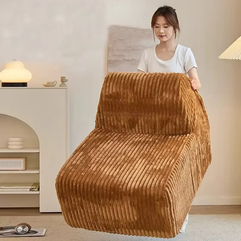 Modern Velvet Reclining Sofa Lazy Caterpillar Chair Single Seater for Living Room Balcony Casual Compression Couch