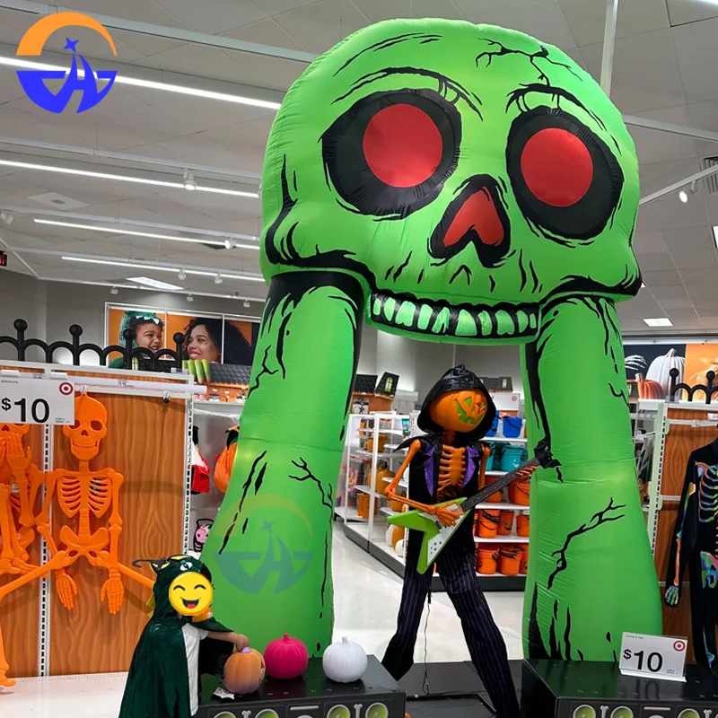 ซุ้มโครงกระดูกผีสีเขียวแบบเป่าลม ทนทาน พกพาสะดวก สำหรับตกแต่งฮาโลวีน