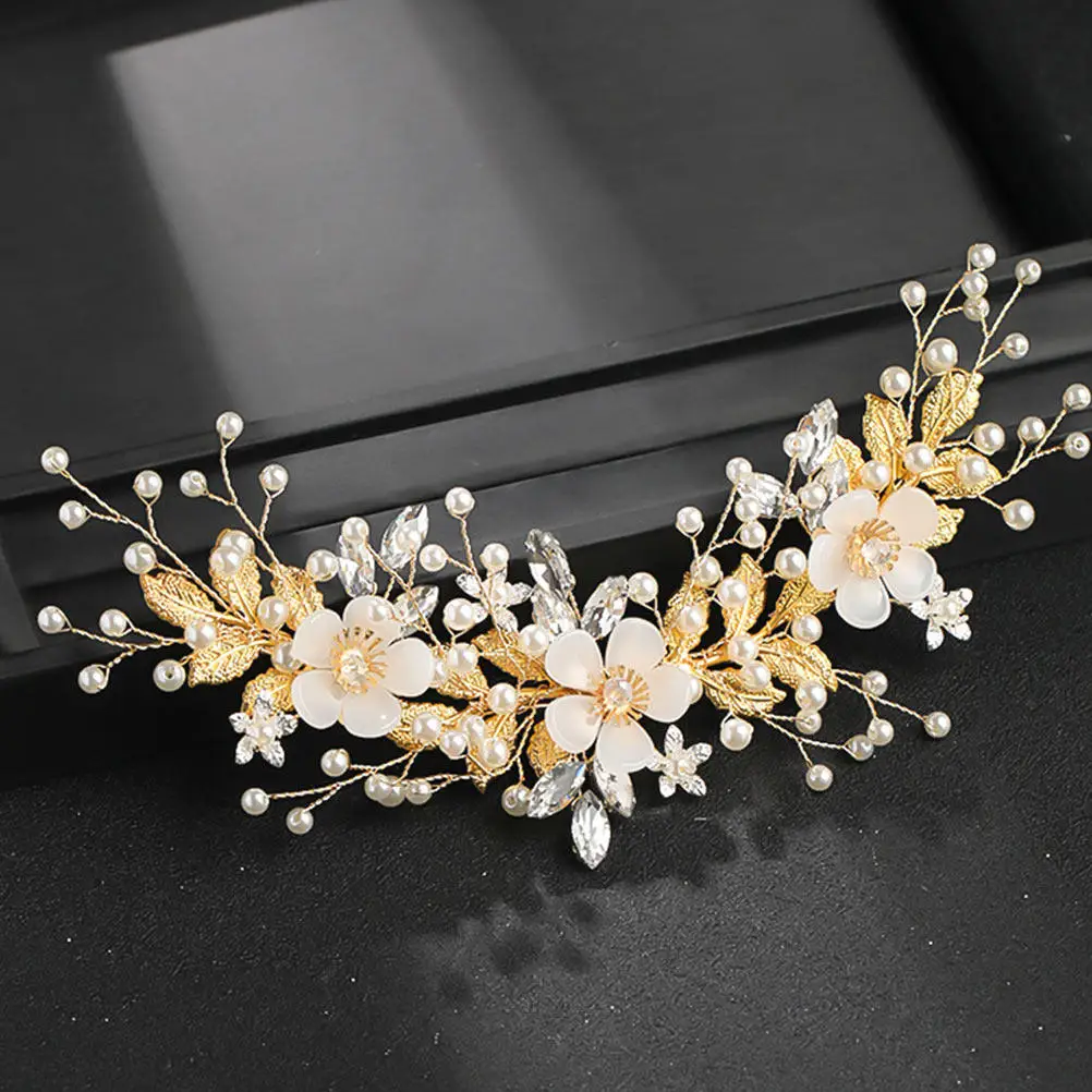 

Rhinestone Pearl Hair Comb Premium Bridal Hair Accessories Elegant Wedding Headdress for Engagements Prom Garden Parties