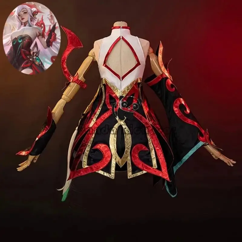 لعبة LOL Mythmaker Irelia The Blade Dancer أزياء تنكرية Irelia شعر مستعار أنيمي السنة الجديدة فستان الجلد مثير امرأة موحدة بدلة الهالوين