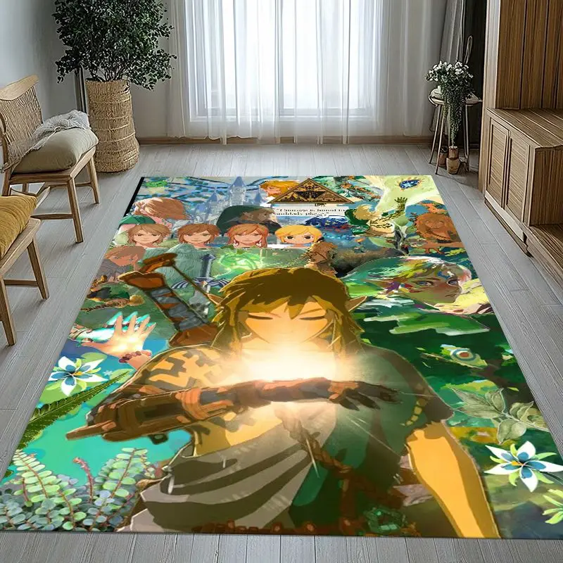 Classic Game Z-Zelda Hylian Crest Link Non-Slip Large Area Rug for Living Room,Bedroom Playroom Carpet Mat for Sofa,Home Decor