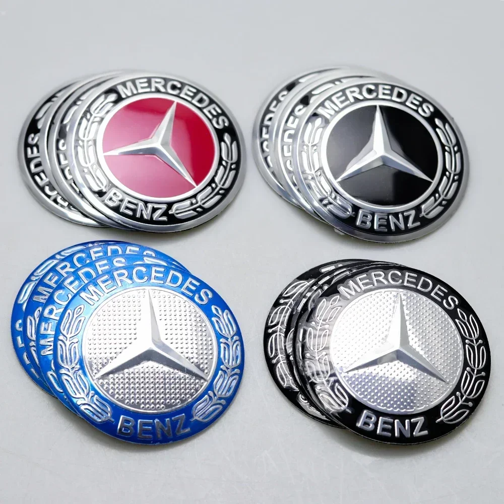 4 pieces 56MM Car Wheel Center Covers Stickers Hub Caps Sticker For MERCEDES BENZ AMG W203 W205 W206 W166 X253 X205 C180 C200
