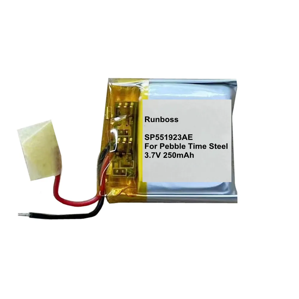 250mAh SP551923AE Battery For Pebble Time Steel Watch Accumulator Replacement Batterie 2-wire