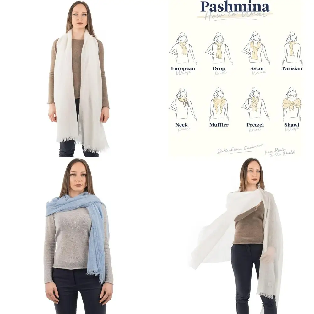高級100％カシミヤパシュミナショール - イタリア製 - レディースファッション - フリーサイズ - 柔らかく暖かいカシミヤラップ