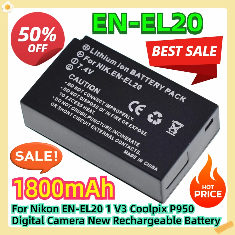 

For Nikon EN-EL20 1 V3 Coolpix P950 Digital Camera New Rechargeable Battery