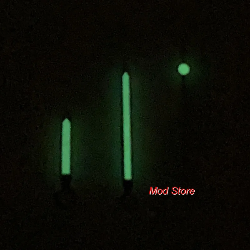 Silver/Orange Watch Hands Green Luminous Hands Fit NH35 NH36 Mod Longer Version Rail Style