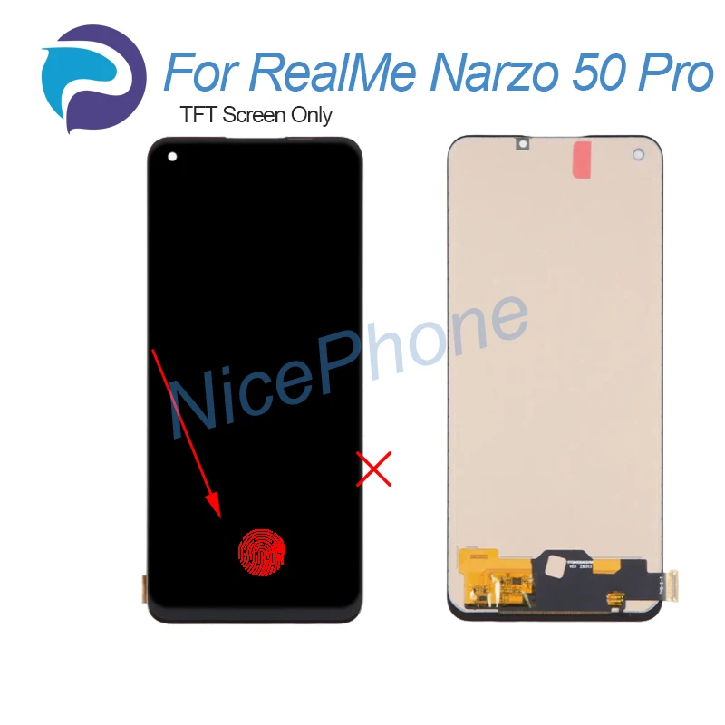 for RealMe Narzo 50 Pro LCD Screen + Touch Digitizer Display 2400*1080 RMX3395, RMX3396 Narzo 50 Pro LCD Screen Display