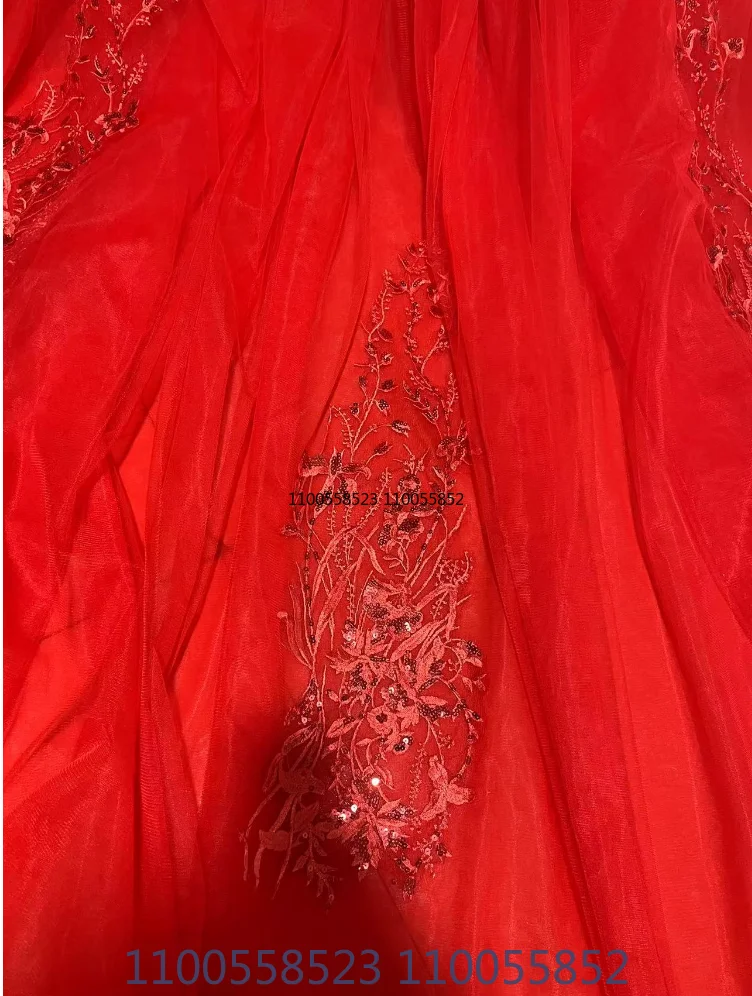 Women Bridal Gowns Detachable cathedral train red applique tulle skirt removable Skirt custom size wedding accessories