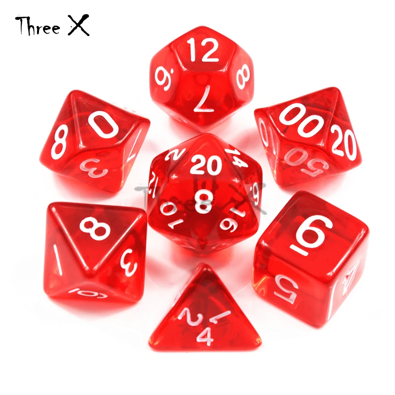 Jelly Effect 7pc DNDGame D4,d6,d8,d10,d12,d20 Pink Color Portable Dice, Rpg DNDGame Board Game As Gift