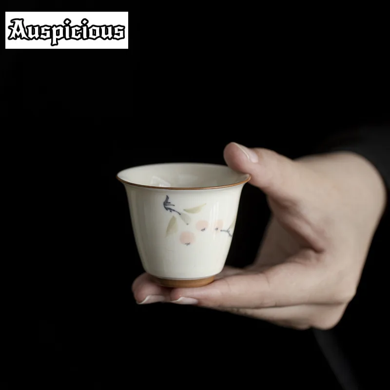 كوب شاي برسيمون مسحوب يدويًا ، كوب رئيسي مزجج ، كوب تذوق سيراميك ، إبريق تأمل ، كونغ فو تيوار ، 45 لون ، 2 كوب لكل مجموعة