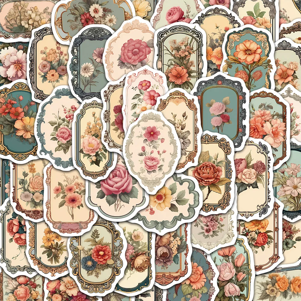 50/100PCS Hot selling Windows Retro American Seal Window Flower Graffiti Stickers DIY Phone Laptop Cup Wall Door Picture Frame
