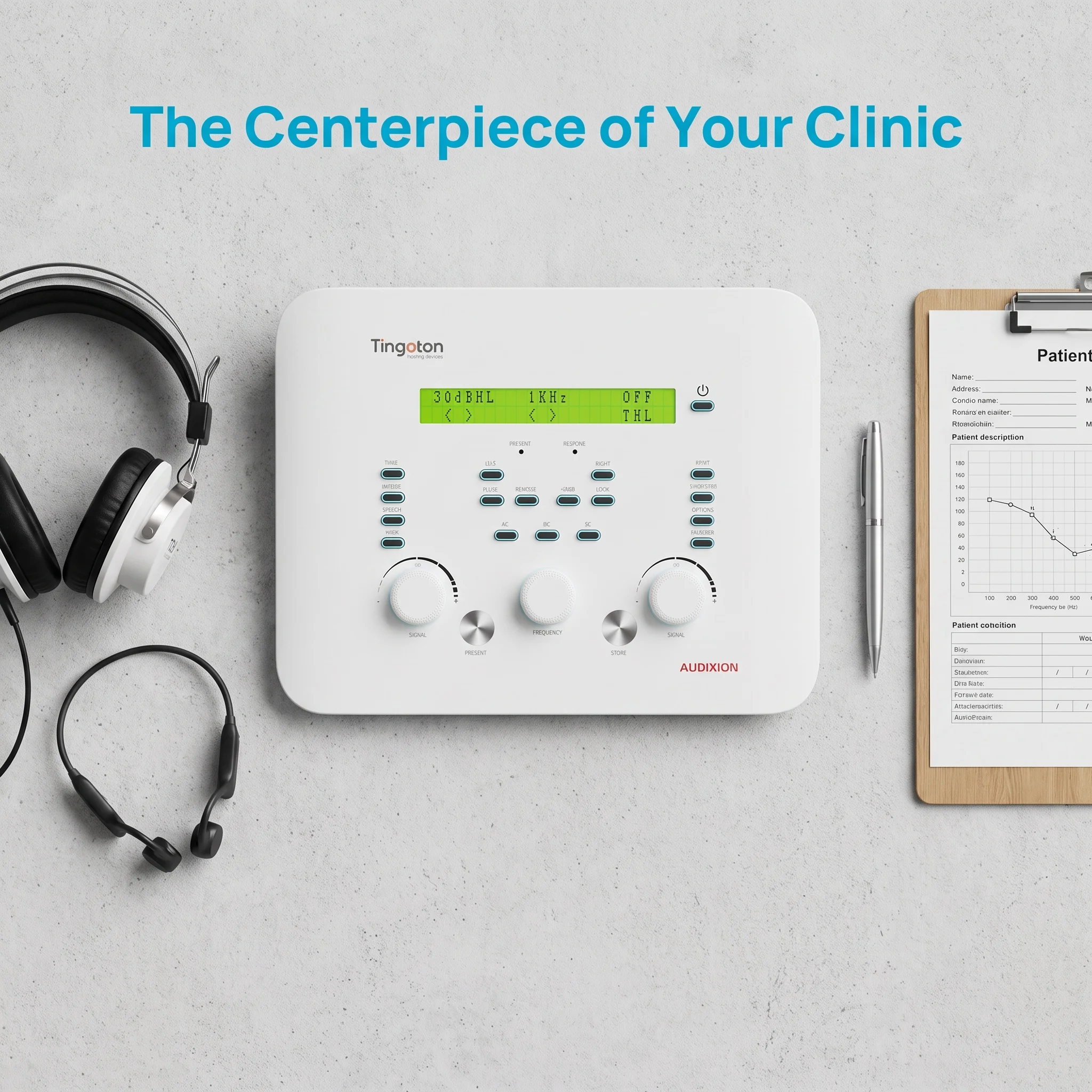 Diagnostic Audiometer AX300 Two-Channel Portable Air Bone Conduction Clinic Hospital Fitting Shop Medical ABLB for Hearing Tests