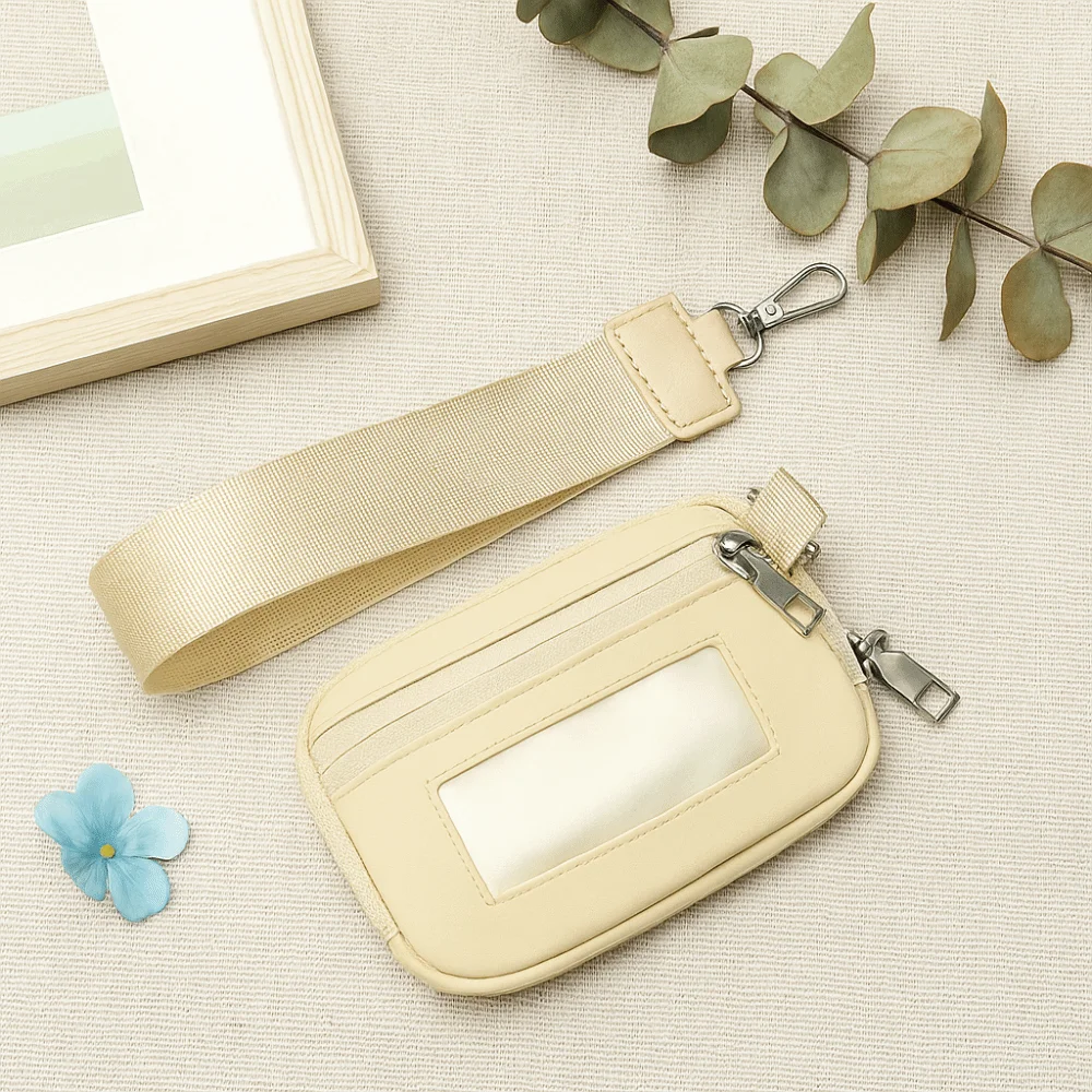Fashion Nylon Hanging Card Holder Mini Portable Small Square Purse Bag Multifunction Waterproof Coin Bag with Lanyard Unisex