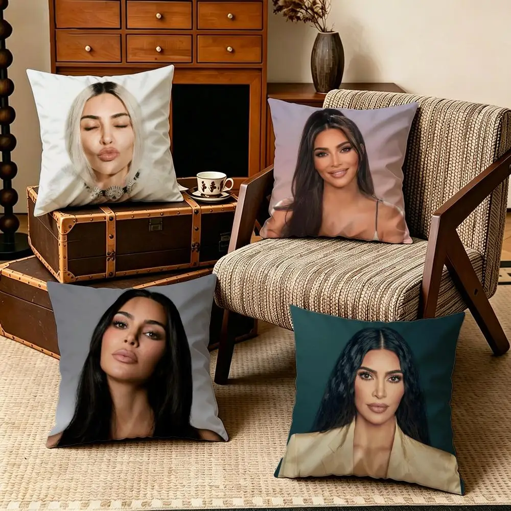 Celebrity-Kim KardashianS Cushion Cover Soft Velvet Cushion Cover Set 4Pcs 50x50 45x45 Zipper Pillowcase for Home Decor