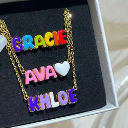 DUOYING Custom Ballon Letter Necklace Personalized Mini Name Enamel Pendant DIY Initial Gold Plated Jewelry Gift For Girls