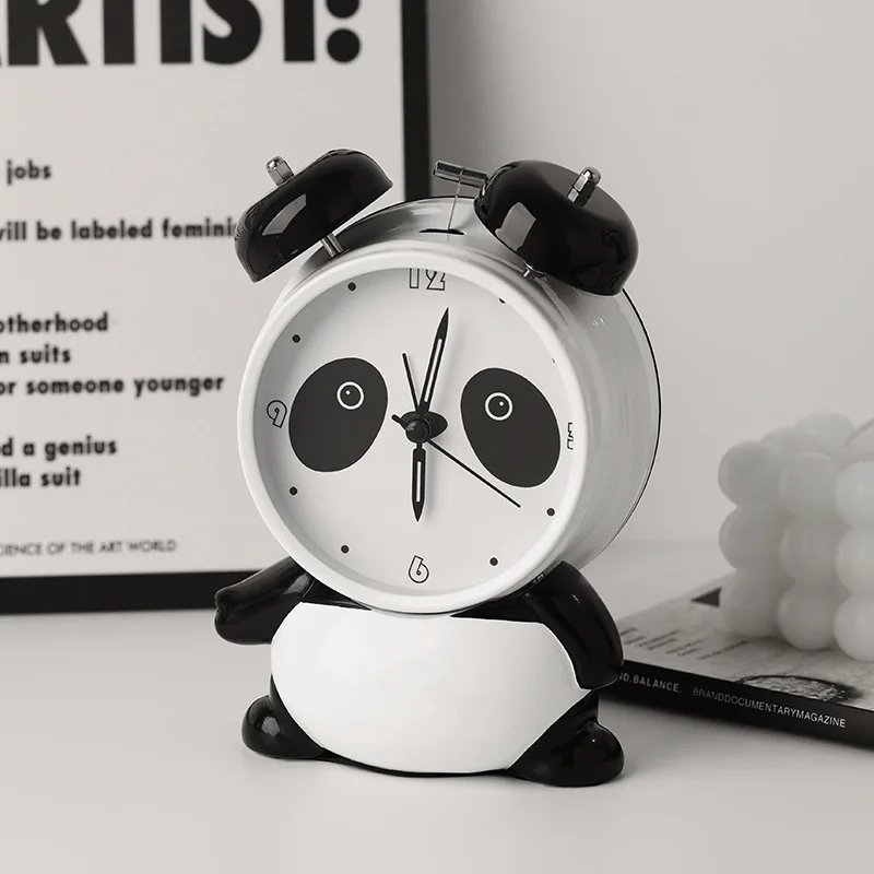 Cartoon Panda Alarm Clock Decoration for Students, Children, Boys and Girls Dormitory Decoration for Wake up Artifact