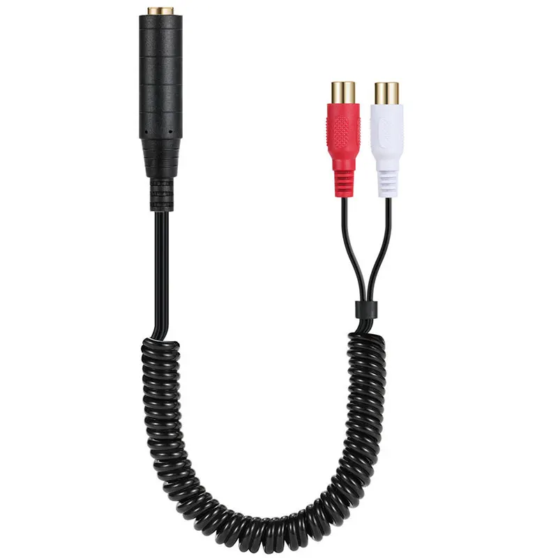 Cable estéreo de contracción de expansión elástica TRS 6,35 macho 2 Doble RCA macho hembra 6,35mm hembra dos RCA macho hembra línea de resorte