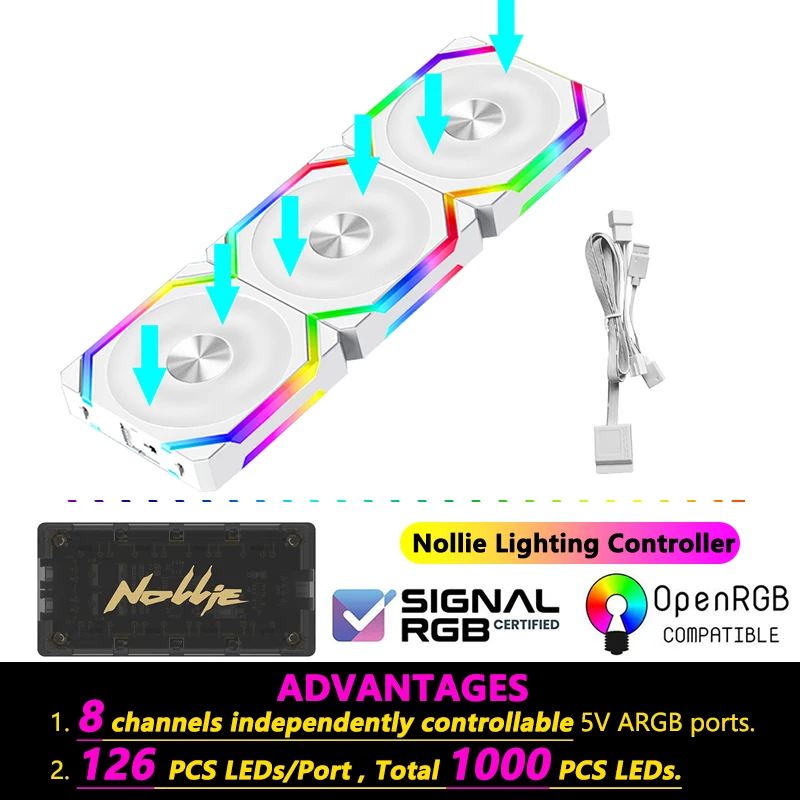 JUMPEAK CS120 ARGB Wentylator chłodzący 360 mm 240 mm Modułowe, sztaplowane, ciche wentylatory PWM 120 mm RGB do gier PC Chłodnica wodna — zdjęcie produktu 8