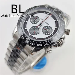 Top Brand Luxury 39mm VK63 Men's Sports Quartz Watch Black Silver Stainless Steel Case Sapphire Crystal Chronograph Reloj Hombre