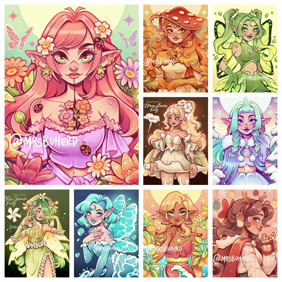 Hada elfo belleza pintura de diamante punto de cruz mosaico bordado decoración del hogar 5D DIY arte conjunto lienzo dibujo rompecabezas niños