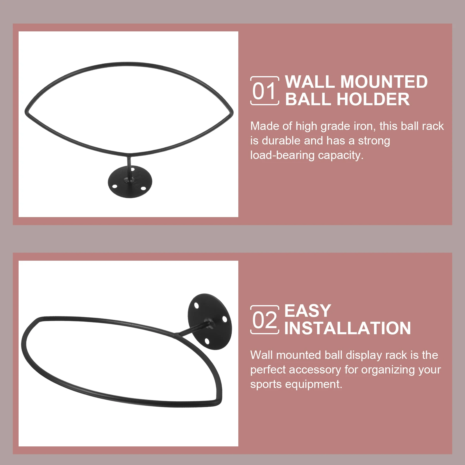 

Wall Mounted Ball Rack Basketball Football Volleyball Storage Display Stand Holder 130mm Diameter Fitness Equipment