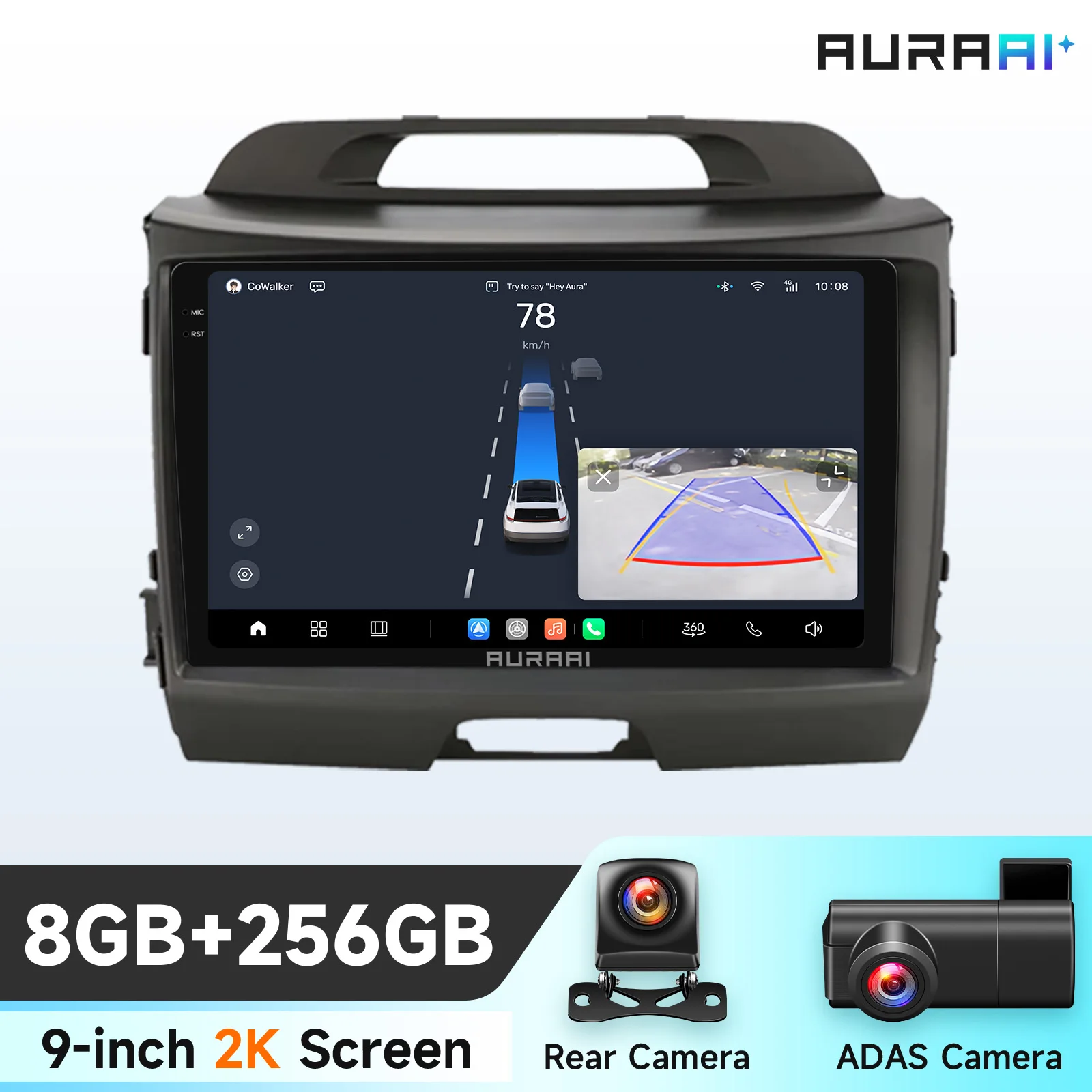 AURA AI 7870 2K Scherm 4G Carplay Android autoradio GPS voor KIA Sportage 3 2010-2016 Speler ADAS Camera Autoradio WIFI Stereo Video - afbeelding 1