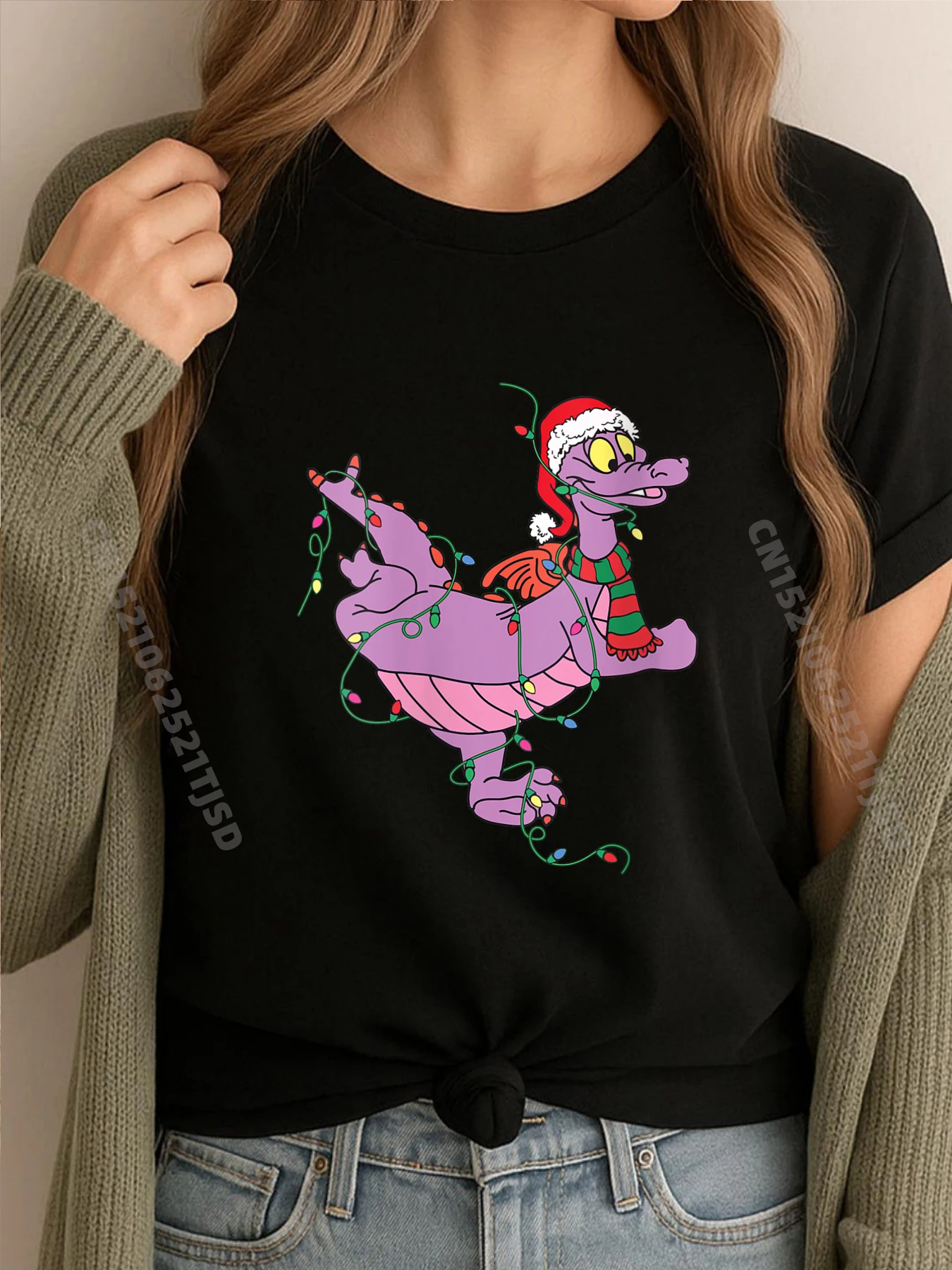 

Женская милая фигурка дракона с огнями, рождественские животные Санта-Клауса, Camisas Basicas Hombre, мужская хлопковая футболка с принтом