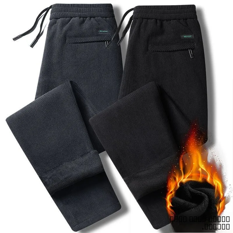 

Cheap Men's Work Pants Faionable Urban Sle Winter Thiened Long Pants Low Elastici Straight Leg Workwear for Construct...