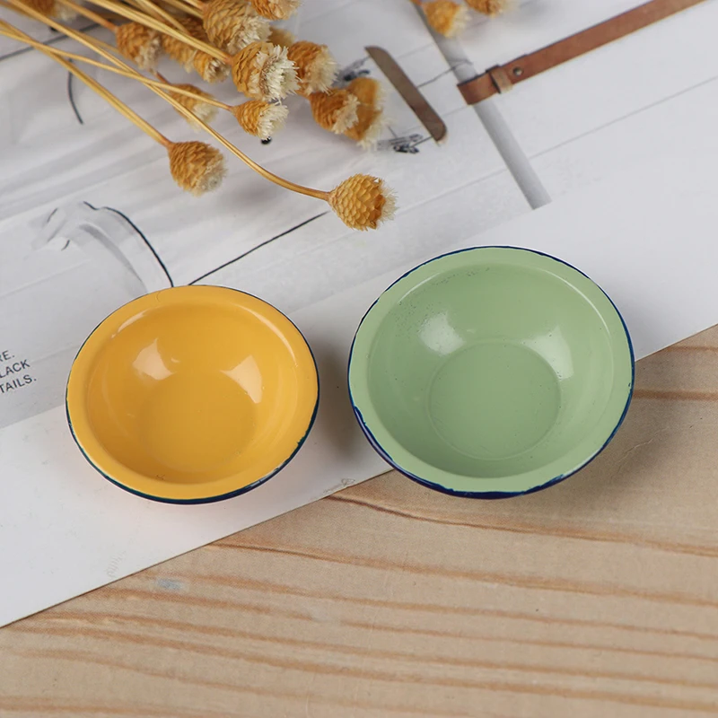 1/12 Dollhouse Miniature Accessories Mini Vintage Soup Pot Bowl Plate Simulation Model Furniture Toys For Doll House Decoration
