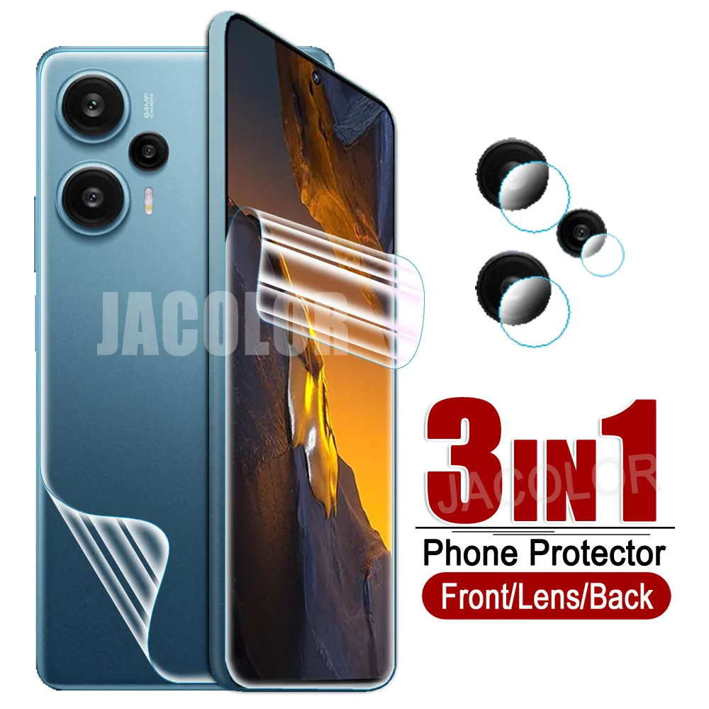 3IN1 Water Gel Film For Xiaomi Poco F5 Pro F4 F3 X4 GT X5 X3 NFC Screen Protector+Back Hydrogel Film+Lens Glass For PocoF5 F5Pro