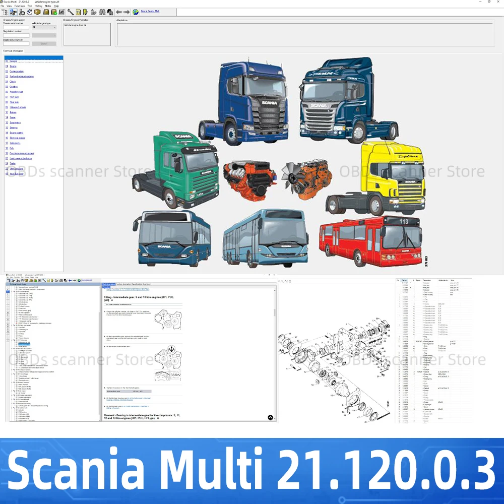 

03,2022 Scania Multi V21.120.0.3 руководства по обслуживанию электронных деталей для грузовиков