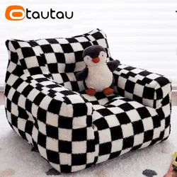 OTAUTAU Size M Adults Children Bean Bag Sofa Cover Without Filler Floor Armchair Lazy Couch Soft Faux Cashmere Washable SF170