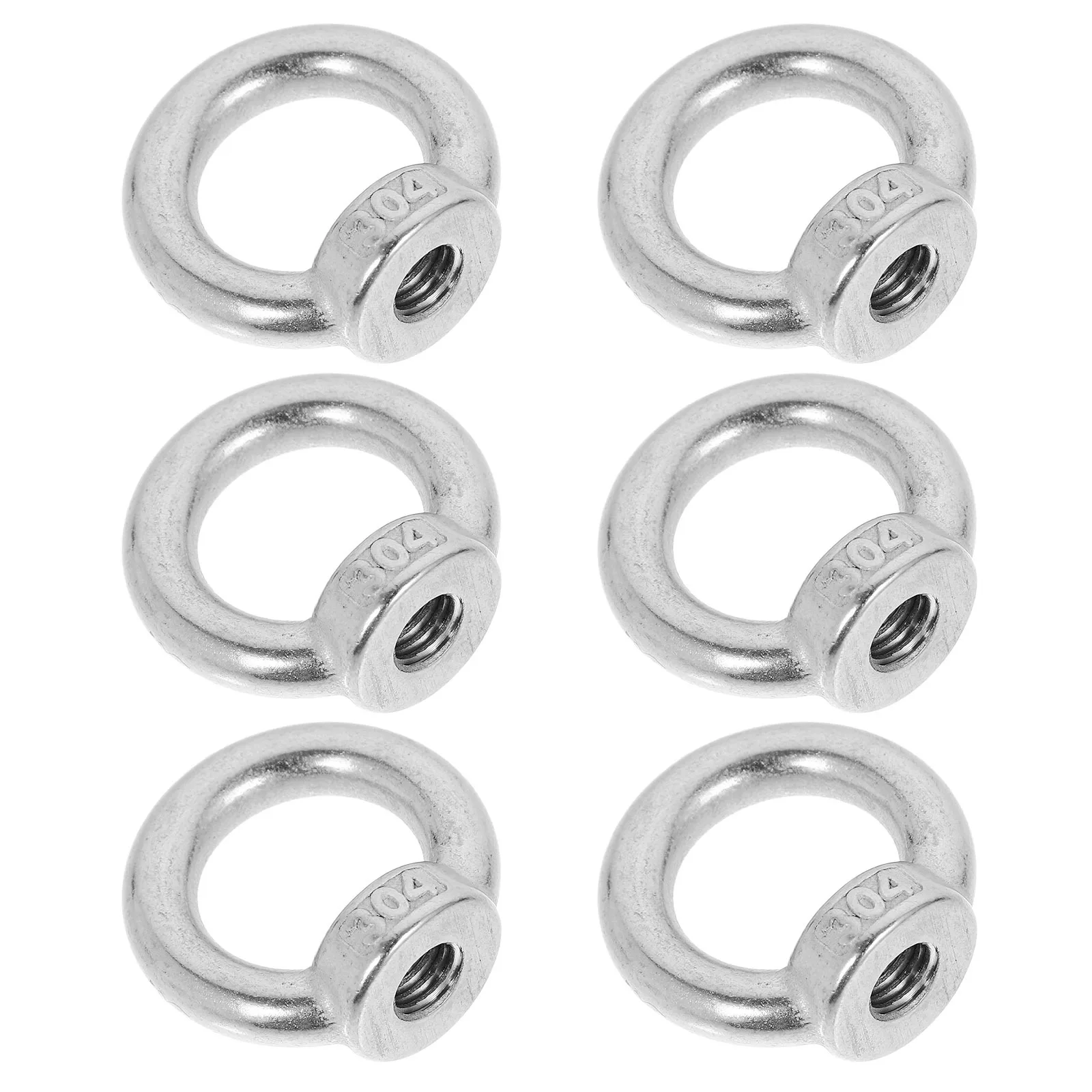 

6Pcs M8 Stainless Steel Tie Down Ring Nut Eye Bolt Threaded Heavy Duty Fastener for Marine Kayak Accessories Lifting Hardware