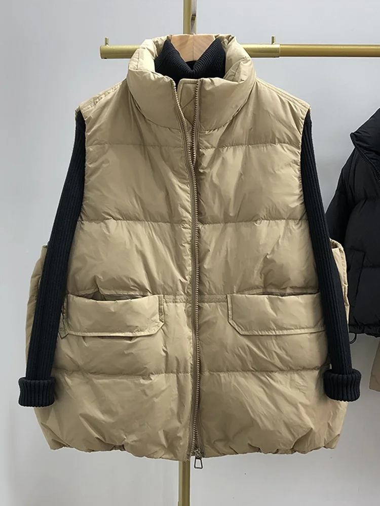 

Black Women's down Cotton Vest 2026 Winter New Style Fashionable Outerwear Breathable Comfortable Cotton Coat without Sleeve