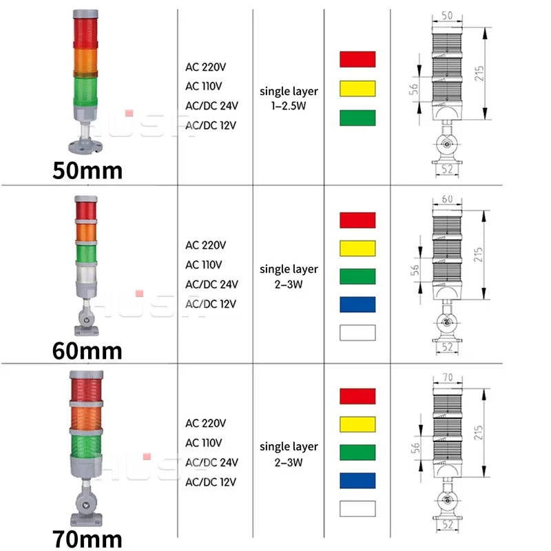 warning light industrial for CNC Rotatable 180° Stack light Red Orange  Green white  machine DC12-24V Steady flashing light LED