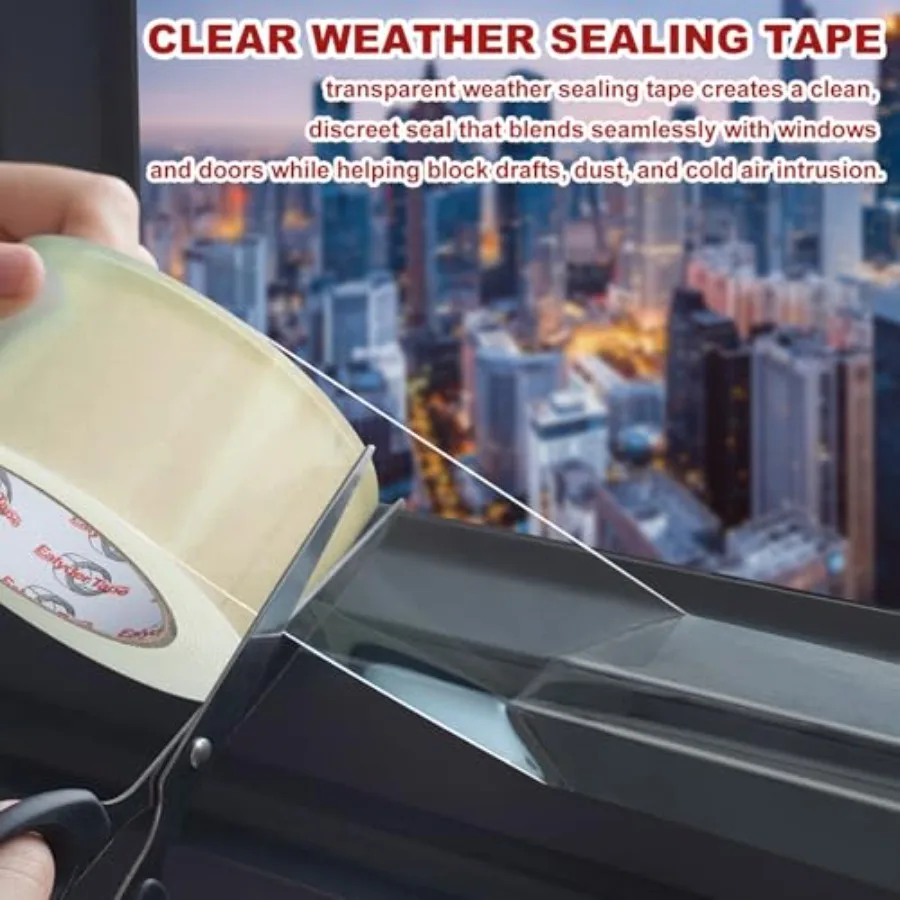 90 Feet Transparent Window Weather Sealing Tape, Clear Wdow Draft Isolation Sealg Film Tape, Wdow sulation SurfaceSafe for Door - view 4