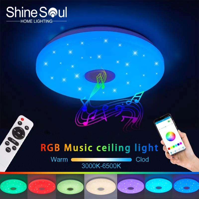 RGB 36W LED Ceiling Lamps APP Bluetooth Music Light Remote Control Remote Dimmable 110-245V Bedroom Indoor Decoration Home Light