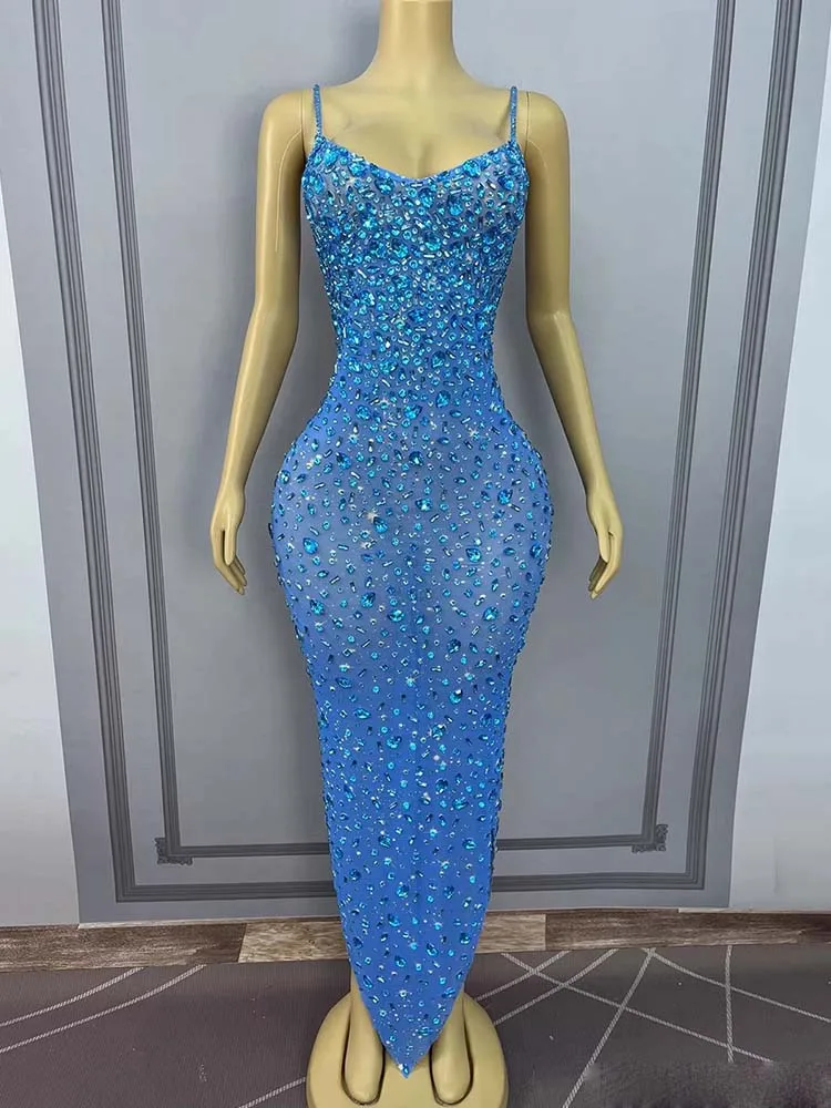 고품질 핫 스탬핑 섹시한 서스펜더 탄력 메쉬 비대칭 드레스 2025 신상 맞춤 여성 의류