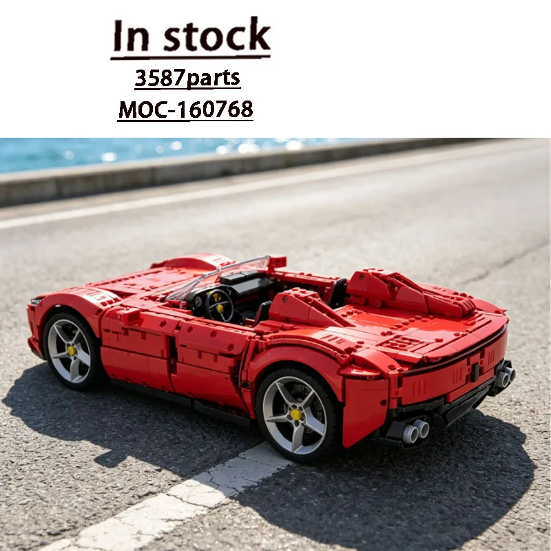 MOC-160768 Roter Neuer Supersportwagen 1:8 Montage-Bausatz Modell 3587 Bausteine Kinder Geburtstag Spielzeug Geschenk