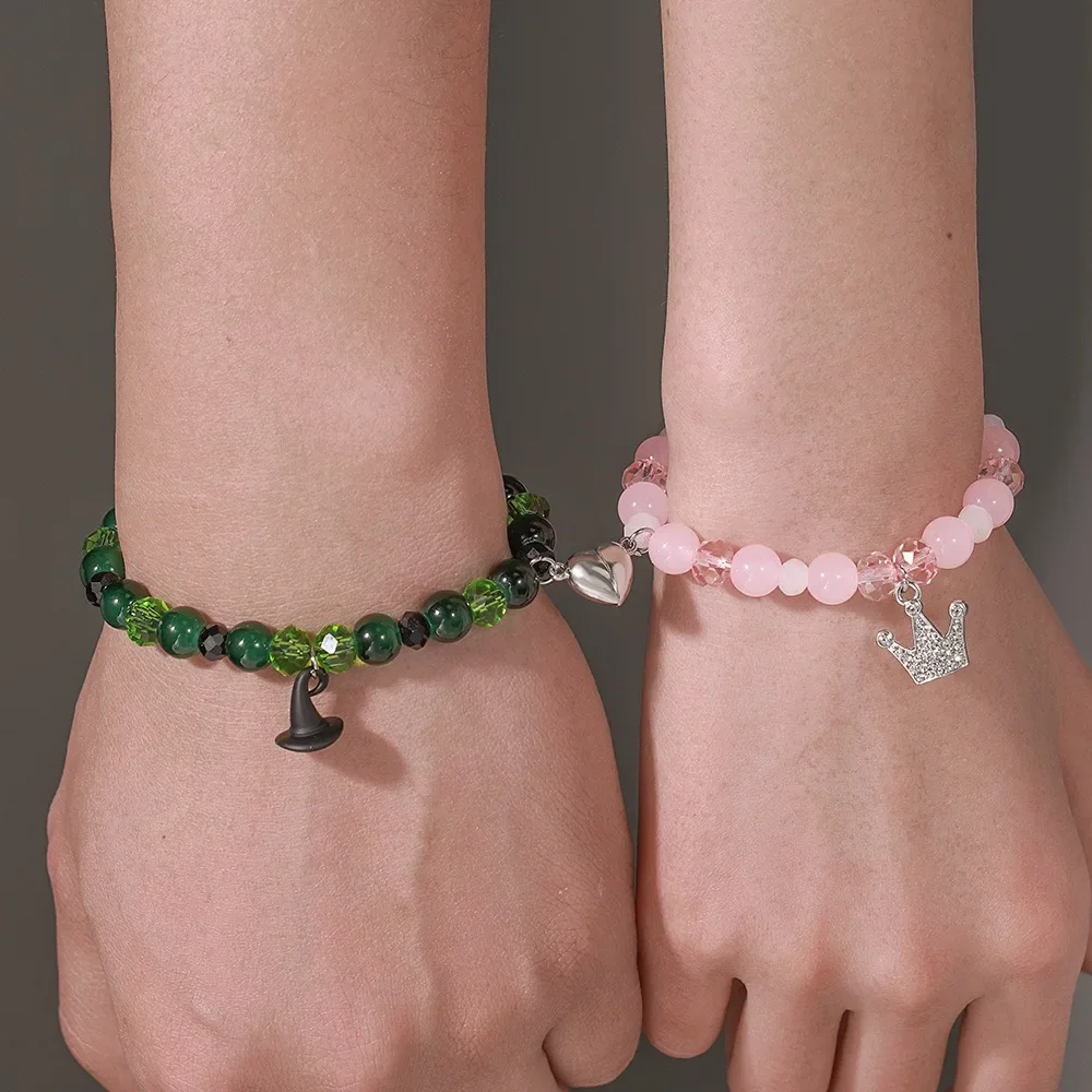 エルファバ・グリンダ友情マッチングブレスレット魔女ラインストーンクラウンベストフレンドカップルファンパーティードレスアクセサリーパーティーギフト